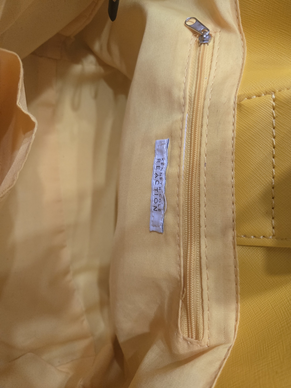 Kenneth Cole Reaction Yellow Tote with White Lattice - Picture 4 of 4
